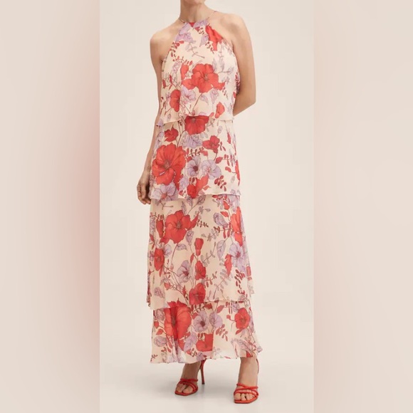 Mango Ruffled floral print lined dress - Picture 1 of 8